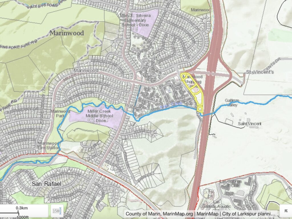 Map of location of Marinwood Plaza project.